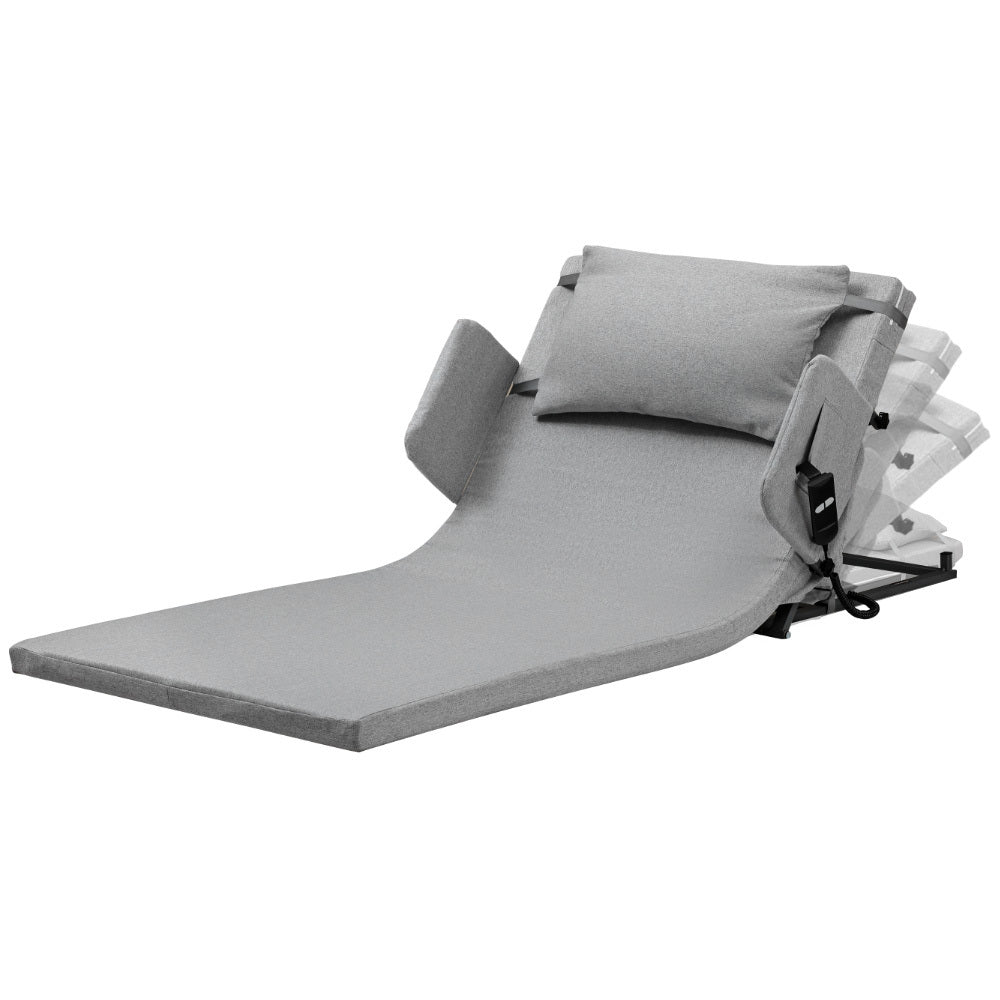 Electric Adjustable Bed Backrest, German-Engineered Power Lifting Back Support with Remote Control, Full Length, Grey