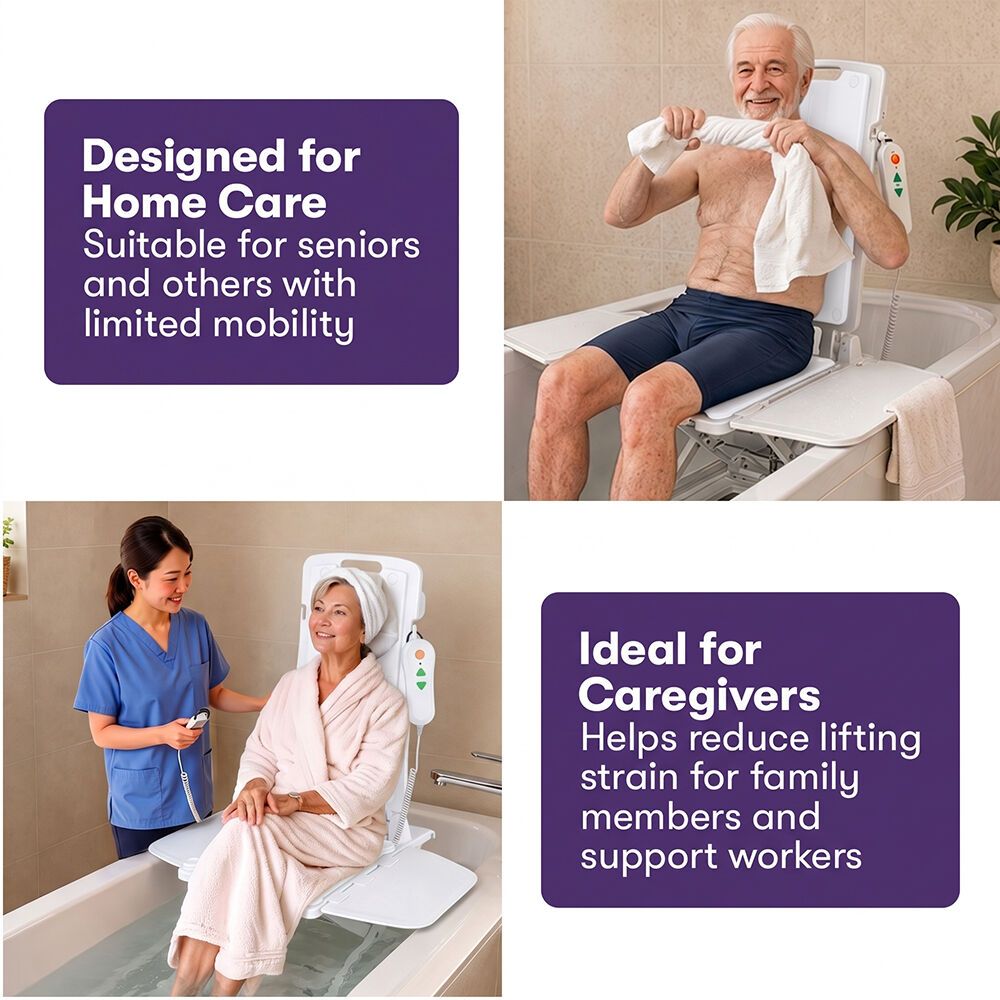 EQUIPMED Motorised Bath Lift Chair, Electric Battery Operated Reclining Seat, Bathing Aid for Elderly & Disabled, 136kg Capacity White