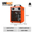UNIMAC 2kW Industrial Electric Fan Heater, 2 Heat Settings, Fast Heating, Compact Portable Box Design for Workshop and Garage Use