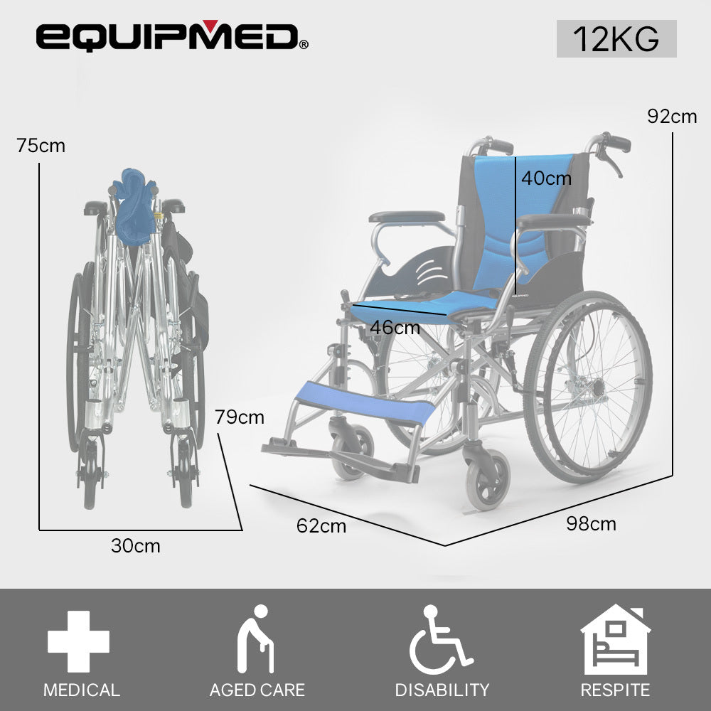 EQUIPMED Folding Aluminium Wheelchair, 20