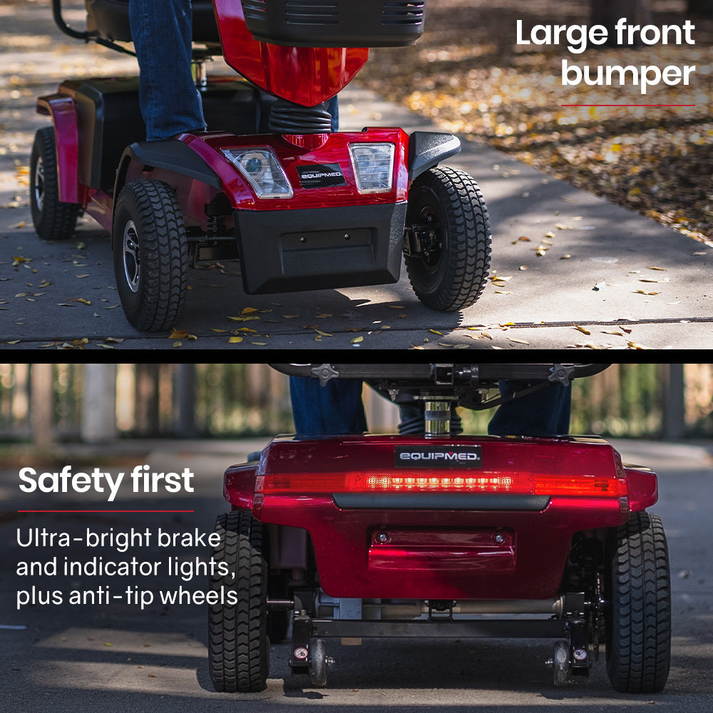 VentureCruise Mobility Scooter, S-XXL comfortable size for all riders, 30km Max Range, 180kg capacity, Red