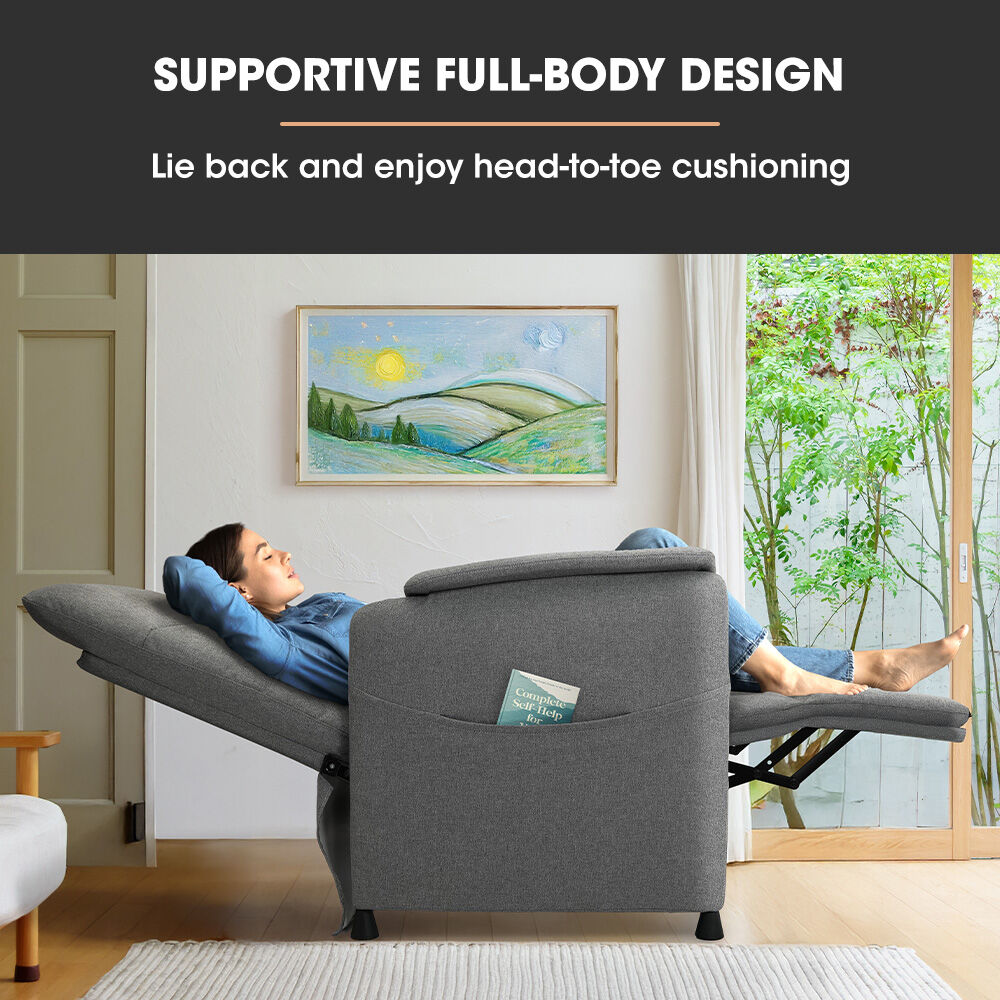 FORTIA Electric Armchair Recliner, Single Fabric Chair, Grey