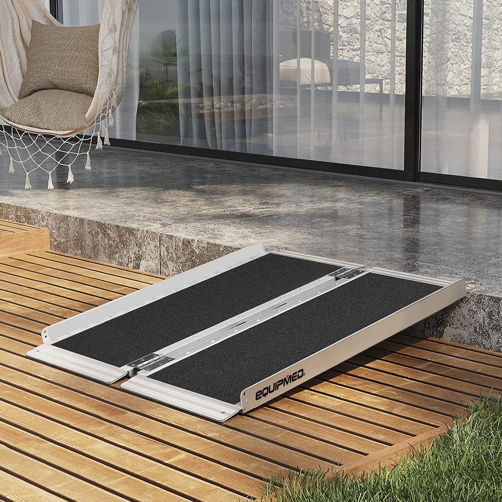 91cm Portable Folding Aluminium Access Ramp, 272kg Rated, Black Ultra-Grip, for Wheelchair, Mobility Scooter