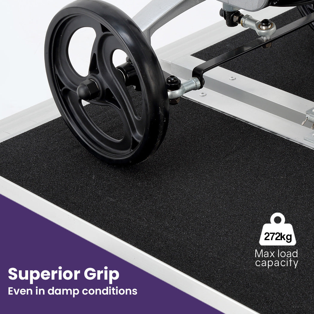 123cm Portable Folding Aluminium Access Ramp, 272kg Rated, Black Ultra-Grip, for Wheelchair, Mobility Scooter