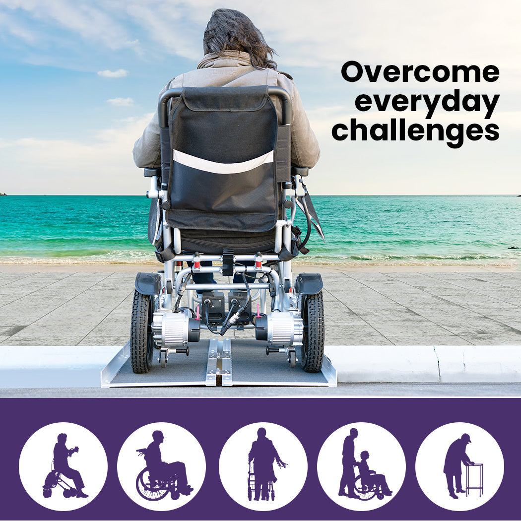 123cm Portable Folding Aluminium Access Ramp, 272kg Rated, Black Ultra-Grip, for Wheelchair, Mobility Scooter