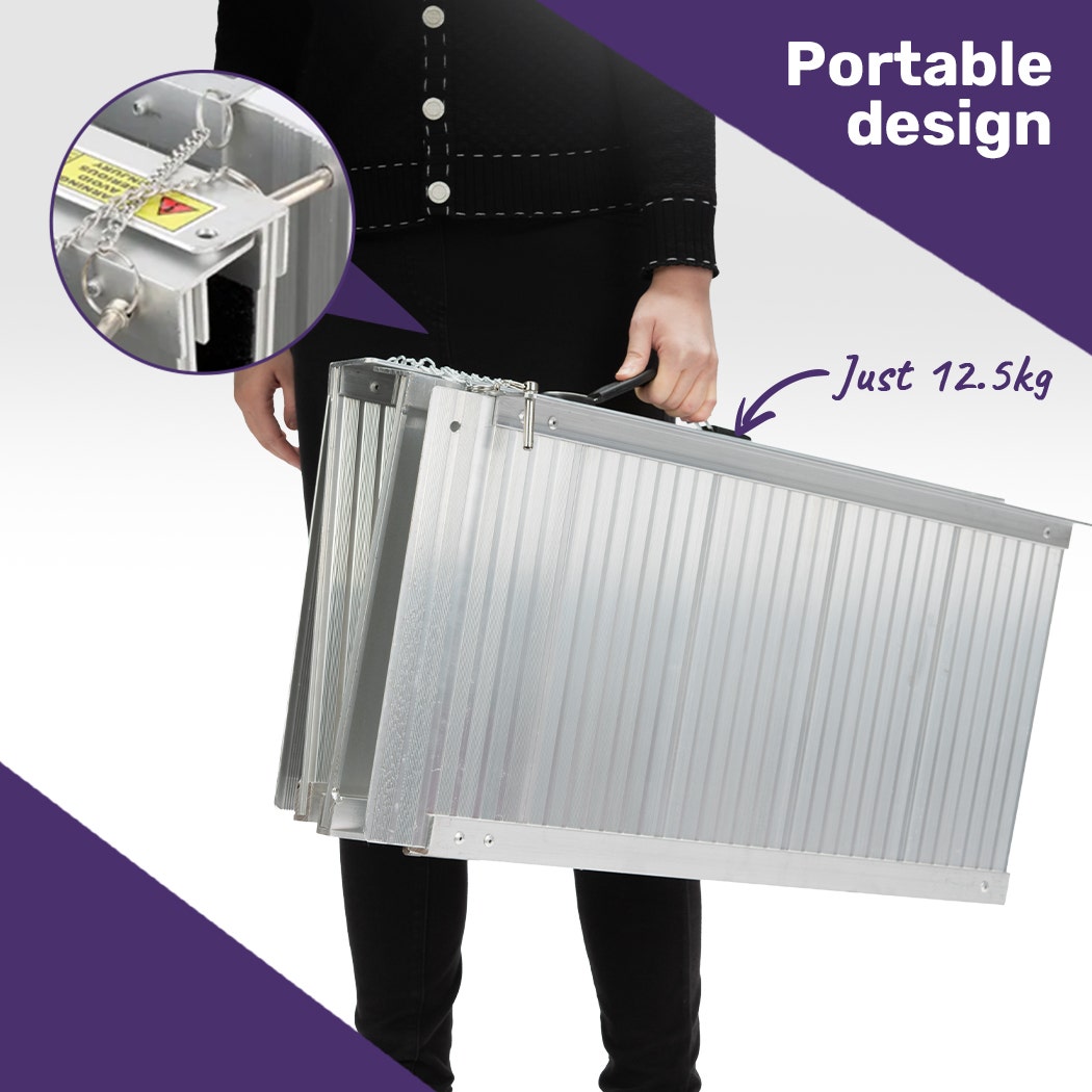 152cm Portable Folding Aluminium Access Ramp, 272kg Rated, for Wheelchair, Mobility Scooter, Rollator