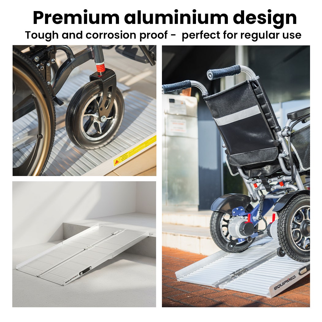 152cm Portable Folding Aluminium Access Ramp, 272kg Rated, for Wheelchair, Mobility Scooter, Rollator