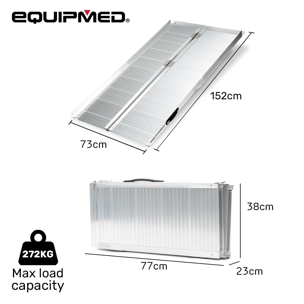 152cm Portable Folding Aluminium Access Ramp, 272kg Rated, for Wheelchair, Mobility Scooter, Rollator