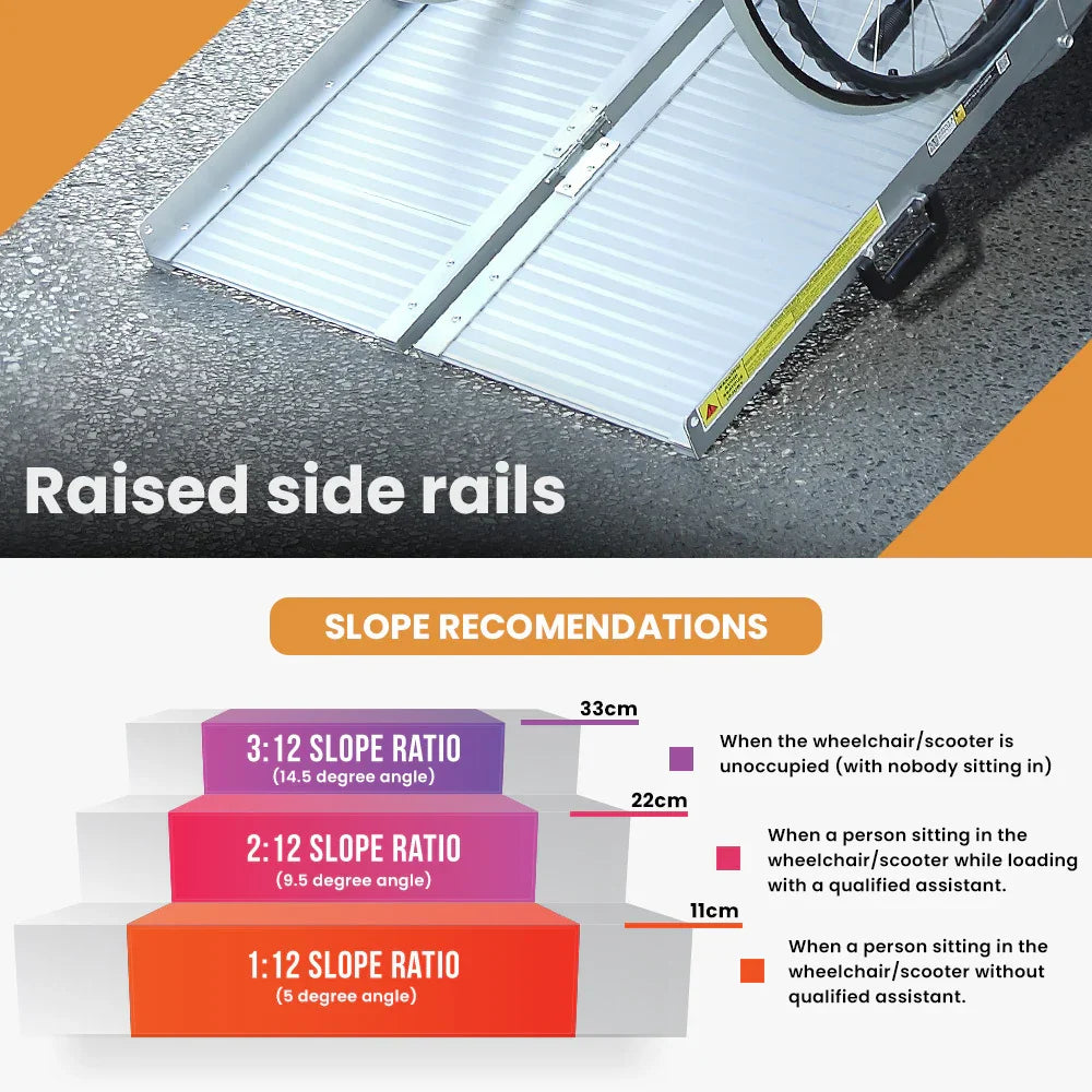 182cm Portable Folding Aluminium Access Ramp, 272kg Rated, for Wheelchair, Mobility Scooter, Rollator