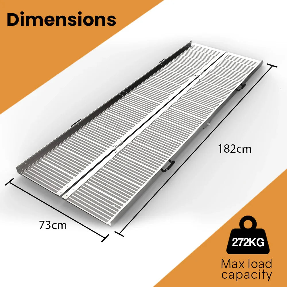 182cm Portable Folding Aluminium Access Ramp, 272kg Rated, for Wheelchair, Mobility Scooter, Rollator
