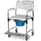 Equipmed Rolling Commode Shower Chair Over Toilet Bedside, 136kg, White/Blue