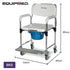 Equipmed Rolling Commode Shower Chair Over Toilet Bedside, 136kg, White/Blue