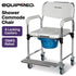 Equipmed Rolling Commode Shower Chair Over Toilet Bedside, 136kg, White/Blue