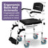 Commode Shower Chair, Over Toilet or Bedside 136kg Capacity Aluminium frame with Wheels, Black