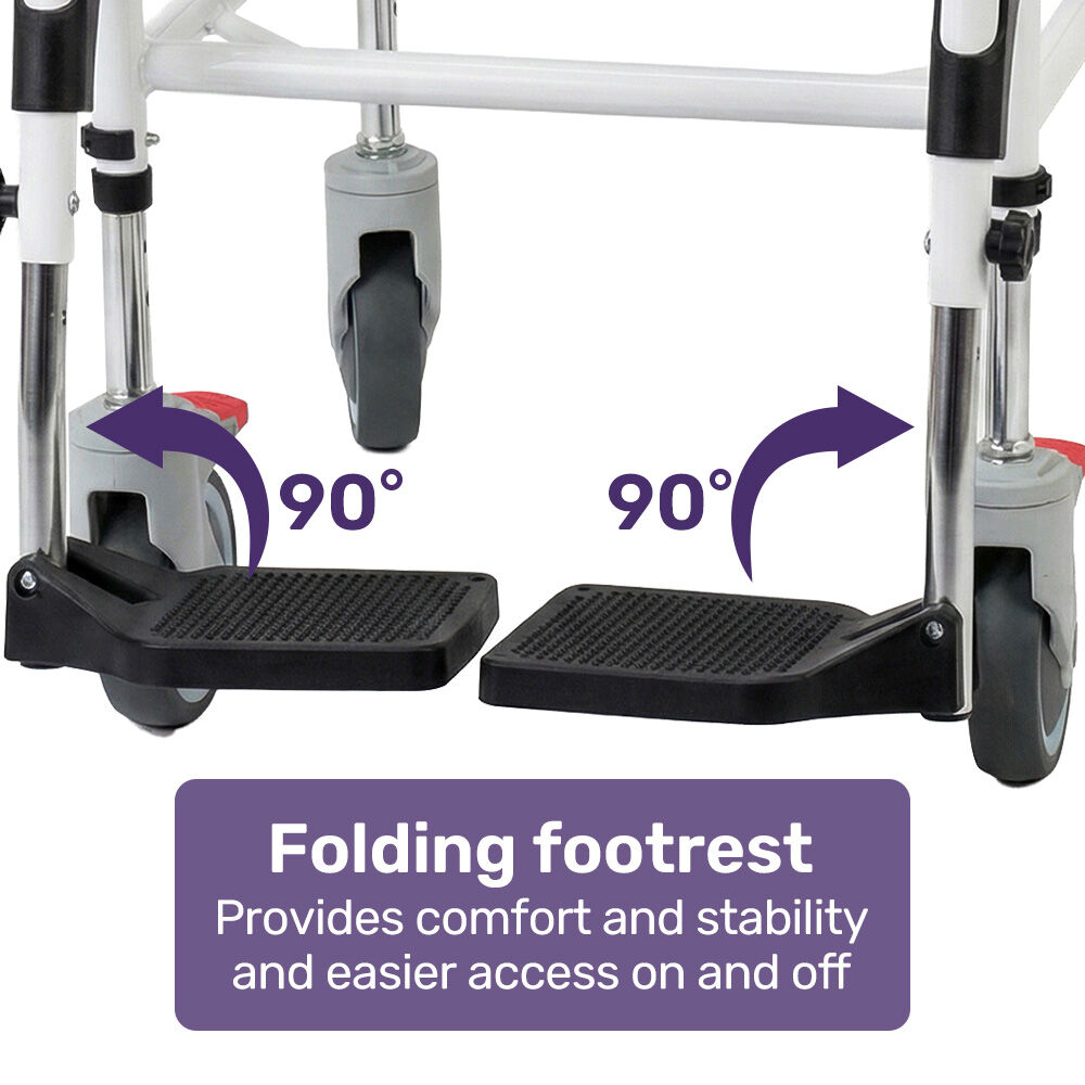 Commode Shower Chair, Over Toilet or Bedside 136kg Capacity Aluminium frame with Wheels, Black