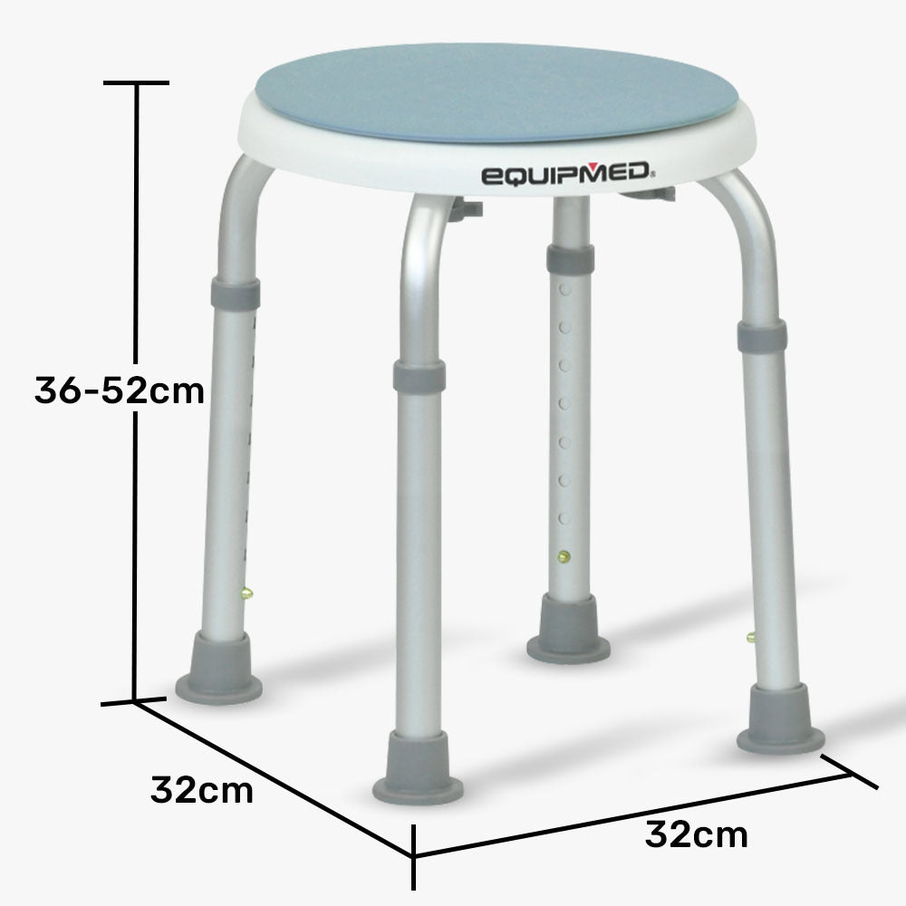 Shower Chair Bath Stool, with 360-degree Swivel Rotating Seat for Elderly, White/Blue