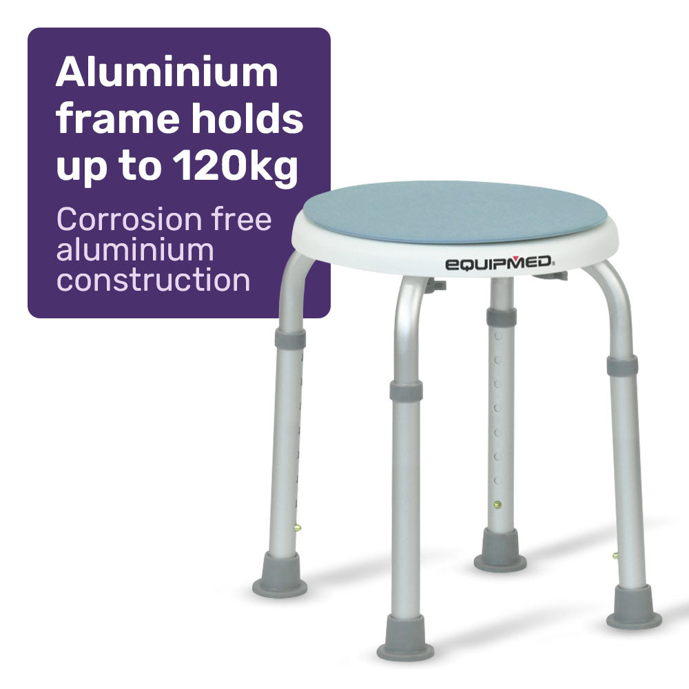 Shower Chair Bath Stool, with 360-degree Swivel Rotating Seat for Elderly, White/Blue