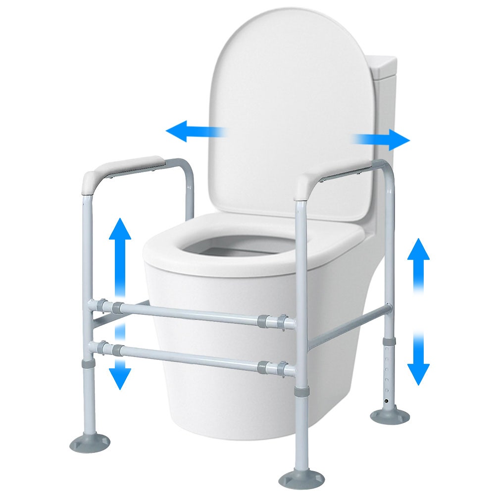 Over Toilet Support Frame Safety Grab Aid Rail, 125kg Capacity, Adjustable Height and Width