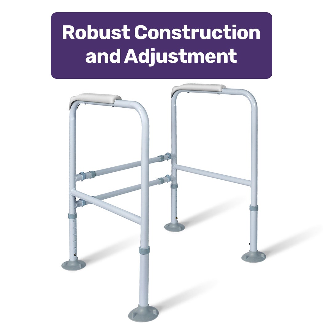 Over Toilet Support Frame Safety Grab Aid Rail, 125kg Capacity, Adjustable Height and Width