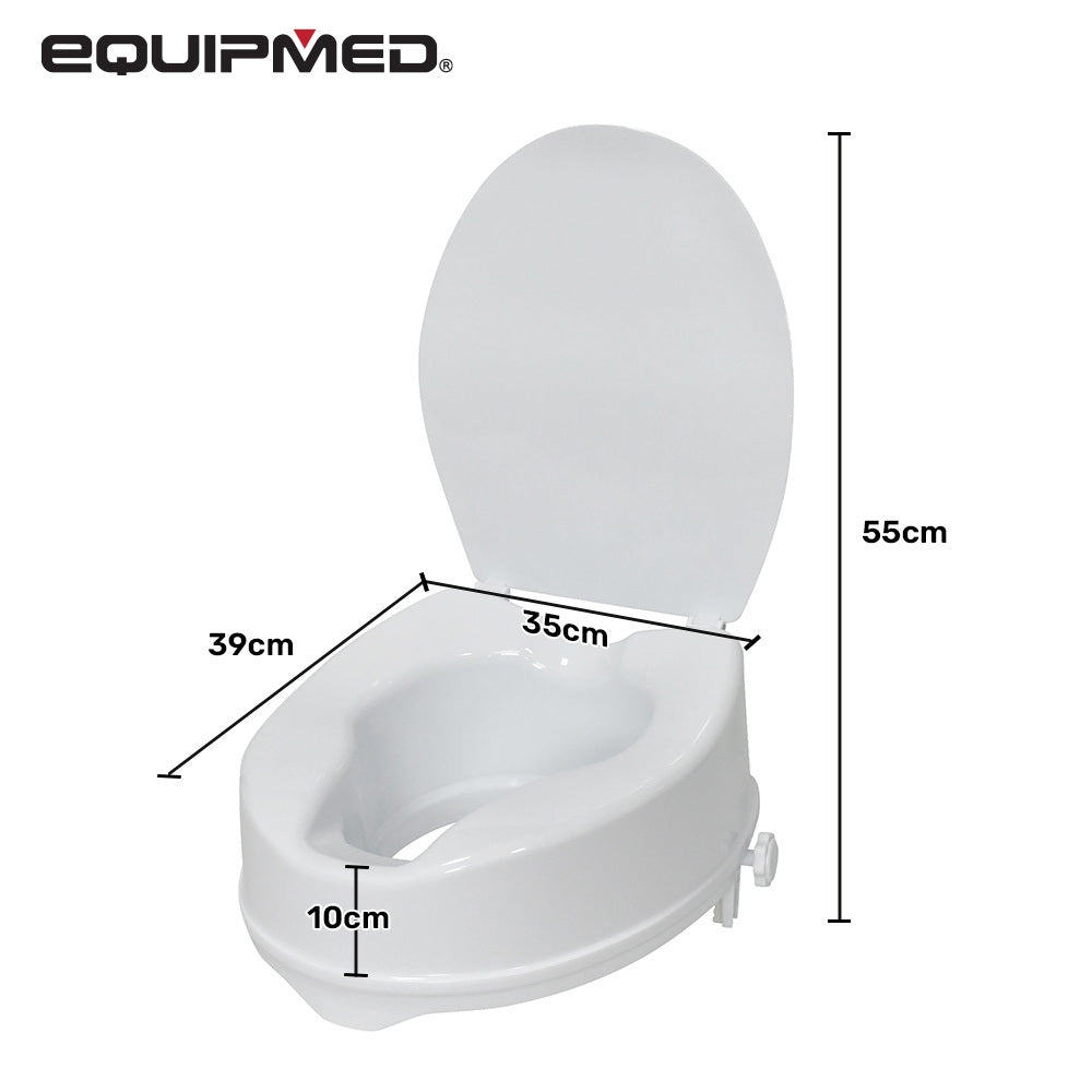 Raised Over Toilet Seat, 10cm Riser, 125kg Capacity, Raiser with Lid, White