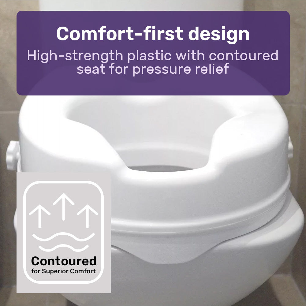 Raised Over Toilet Seat, 10cm Riser, 125kg Capacity, Raiser with Lid, White