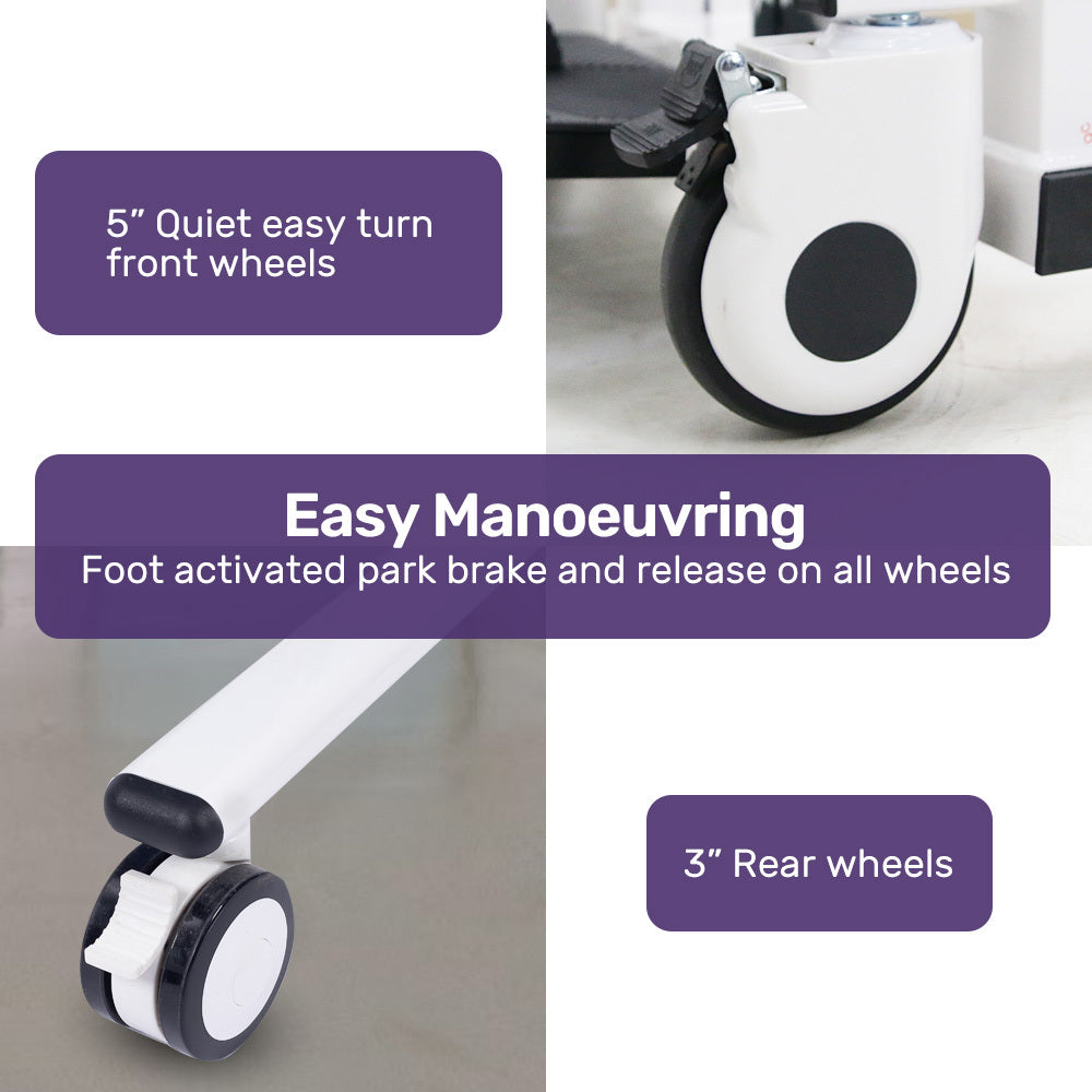 4in1 Patient Lift Transfer Chair, Manual Height Adjustment, Shower Compatible, Over Toilet, Removable Commode, for Seniors Elderly Disabled