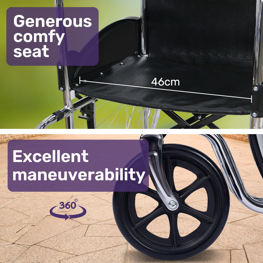 Equipmed Folding Manual Wheelchair Self Propelled, 24
