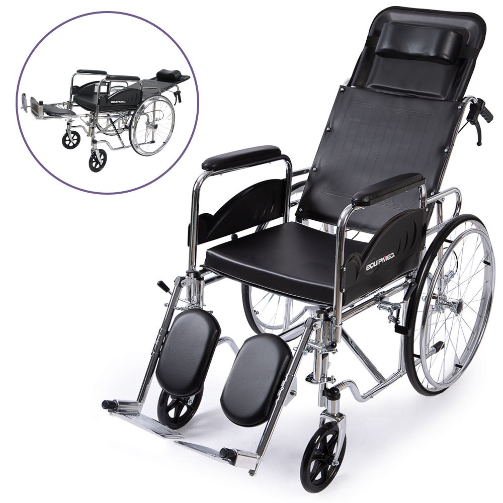 Folding Manual Reclining Wheelchair Self Propelled, 24