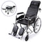 Folding Manual Reclining Wheelchair Self Propelled, 24" Rear Wheels, Chrome Steel Frame, 46cm Wide Seat, 100kg Capacity, Park Brakes