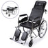 Folding Manual Reclining Wheelchair Self Propelled, 24" Rear Wheels, Chrome Steel Frame, 46cm Wide Seat, 100kg Capacity, Park Brakes