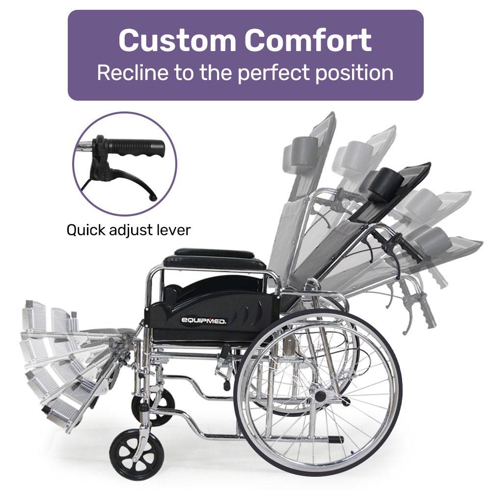 Folding Manual Reclining Wheelchair Self Propelled, 24