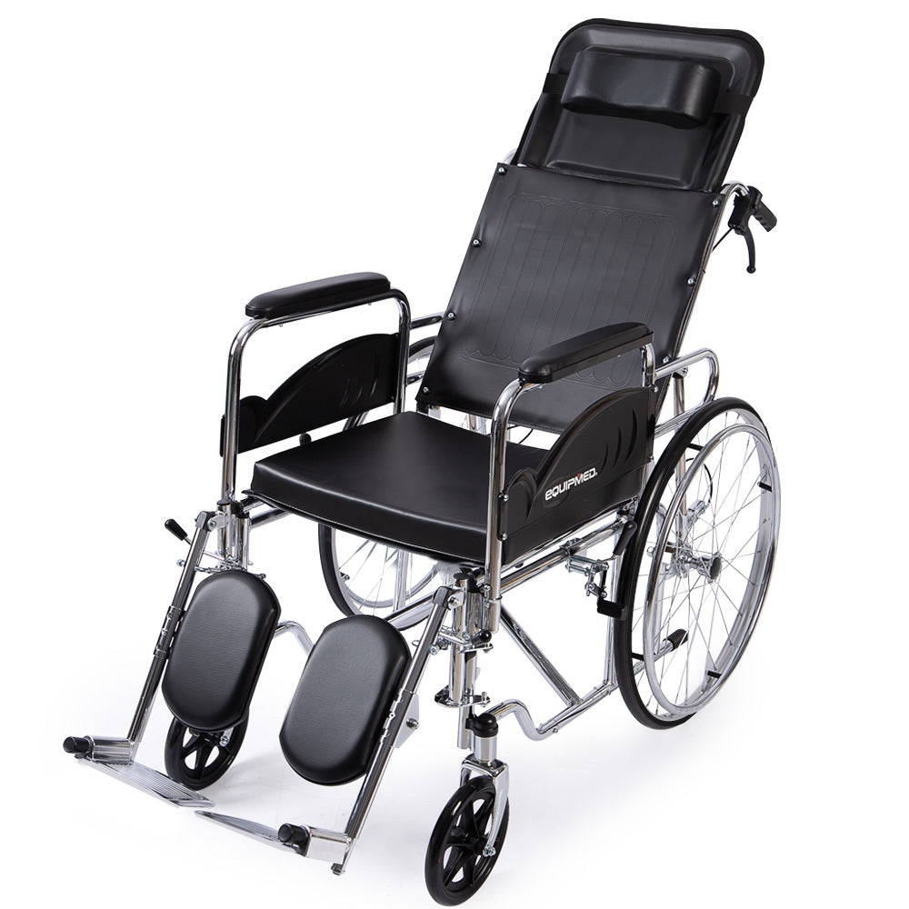 Equipmed Folding Manual Reclining Wheelchair Self Propelled, 24