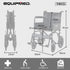 Folding Transit Manual Wheelchair, Attendant Propelled, Steel Frame, Wide Seat, Comfortable for S-XL, 114kg Capacity, Park Brakes, Transport