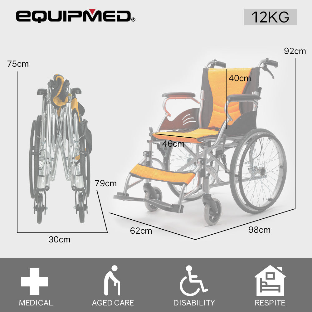 EQUIPMED Folding Aluminium Wheelchair, 20