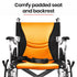 EQUIPMED Folding Aluminium Wheelchair, 20" Wheels, Park Brakes, 100kg Capacity, Orange