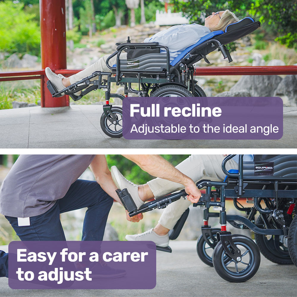 Power Electric Wheelchair, Wide Bariatric Chair, Comfortable for S-XL, Long Range, Recline Adjustment, Lithium Battery, 16'' Wheels, Headrest, Folding