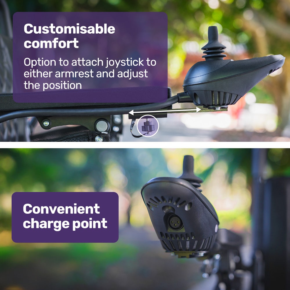 Power Electric Wheelchair, Long Range, Airline Approved, Folding, Aluminium Frame, Lithium Battery, Blue