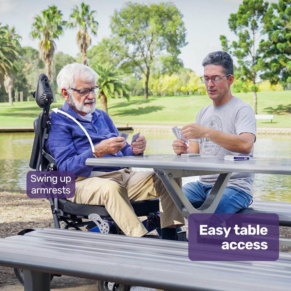 Power Electric Wheelchair, Long Range, Airline Approved, Folding, Aluminium Frame, Lithium Battery, Blue