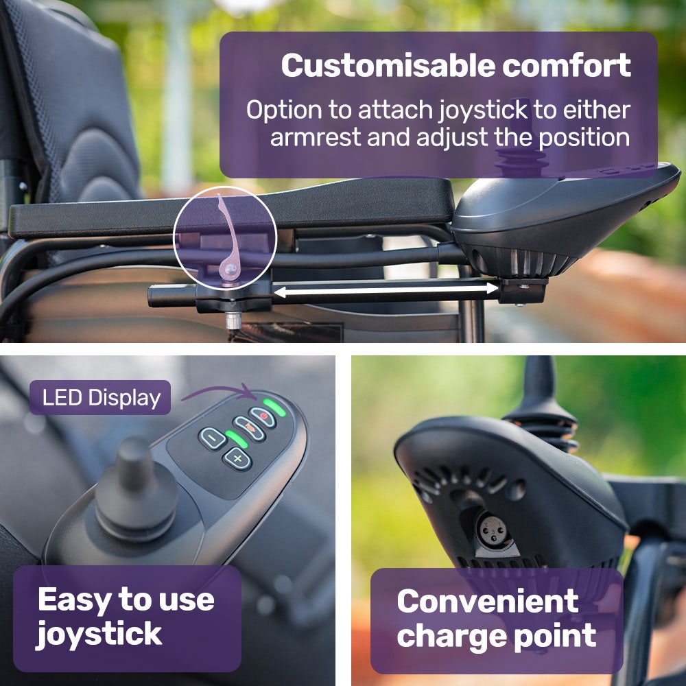 Electric Wheelchair Folding, Folding, Long Range, Lithium Battery, 24