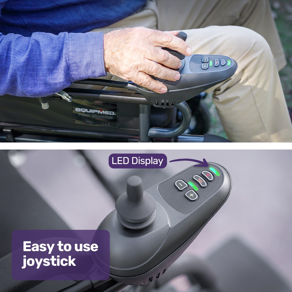 Electric Folding Wheelchair, Wide Bariatric Chair Seat, Comfortable for S-XL, Long Range, Lithium Battery, Black