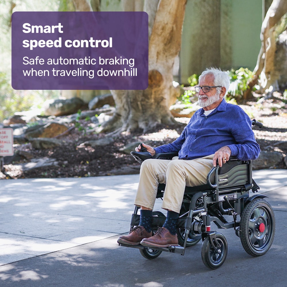 Electric Folding Wheelchair, Wide Bariatric Chair Seat, Comfortable for S-XL, Long Range, Lithium Battery, Black