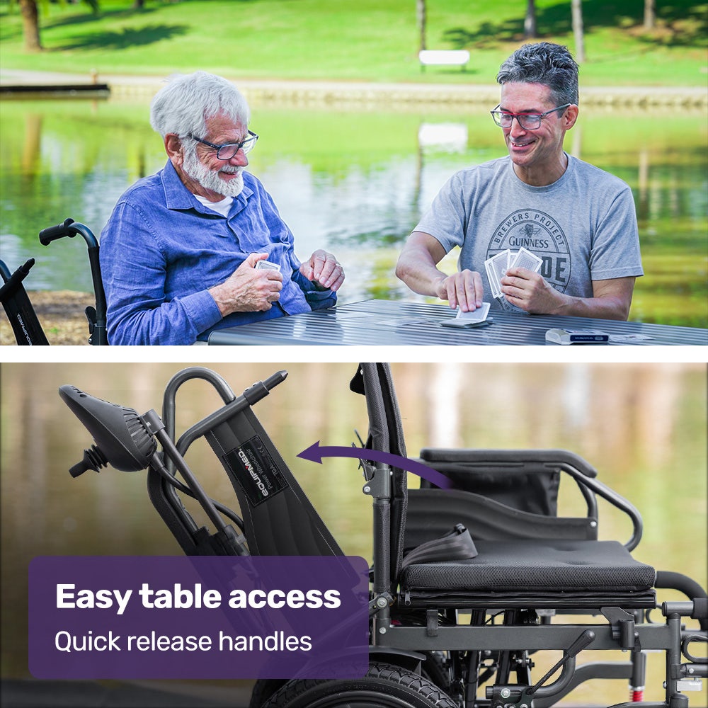 Electric Folding Wheelchair, Wide Bariatric Chair Seat, Comfortable for S-XL, Long Range, Lithium Battery, Black