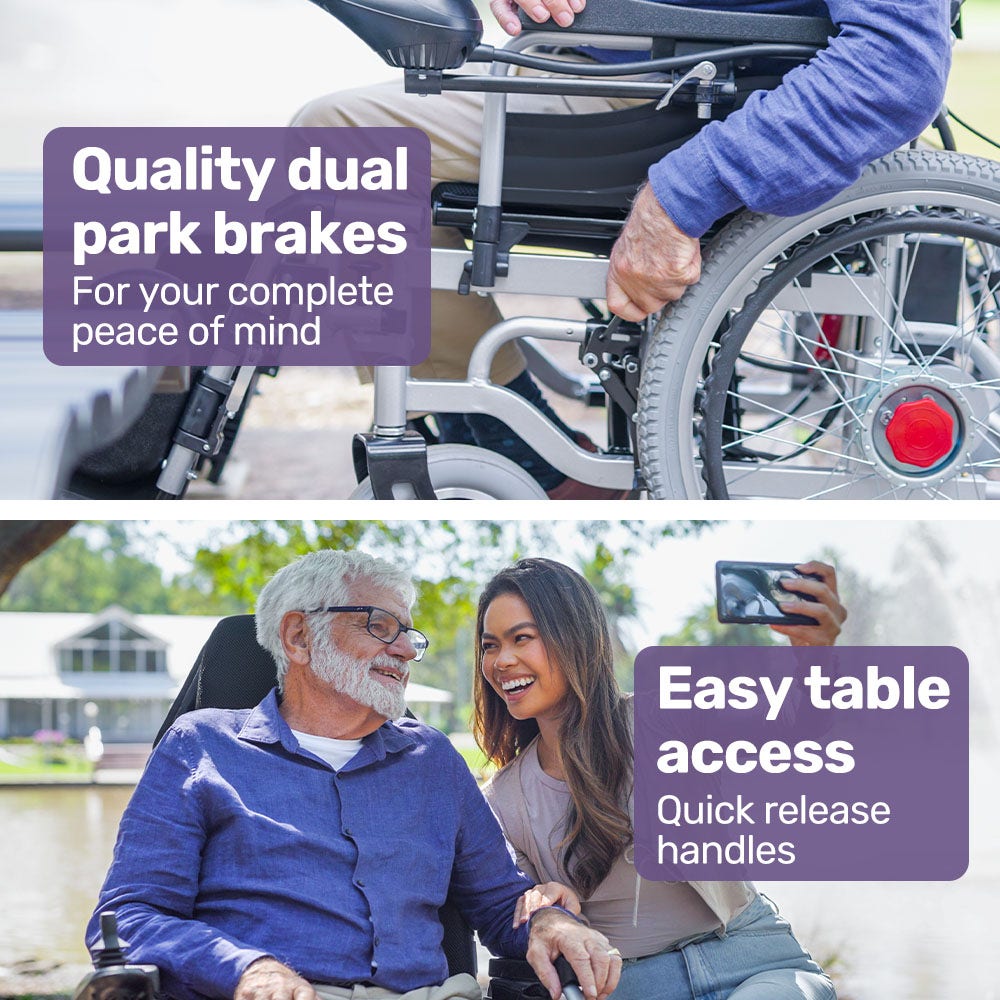 EQUIPMED Power Electric Wheelchair, XL Wide Bariatric Chair Seat, Long Range, Airline Approved, Recline Adjustment, Lithium Battery, 22