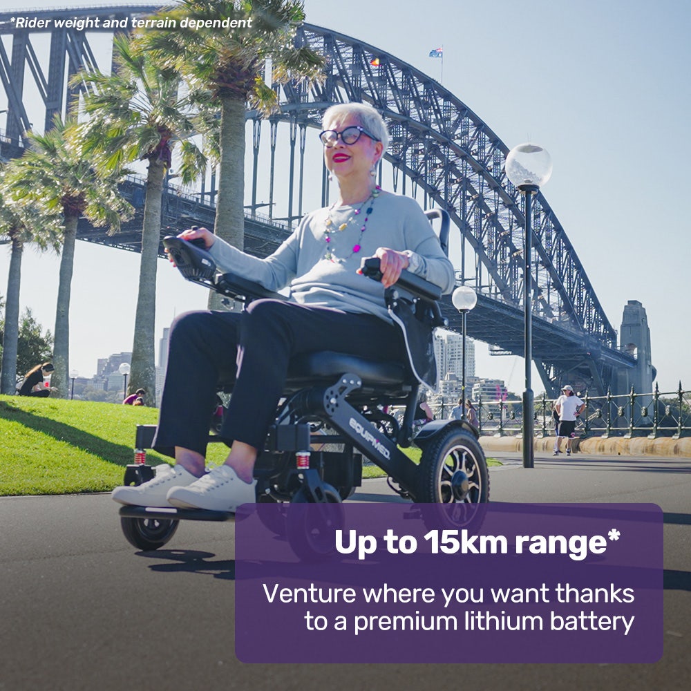 Electric Folding Wheelchair, Long Range, Airline Approved, Aluminium Frame, Lithium Battery, Black