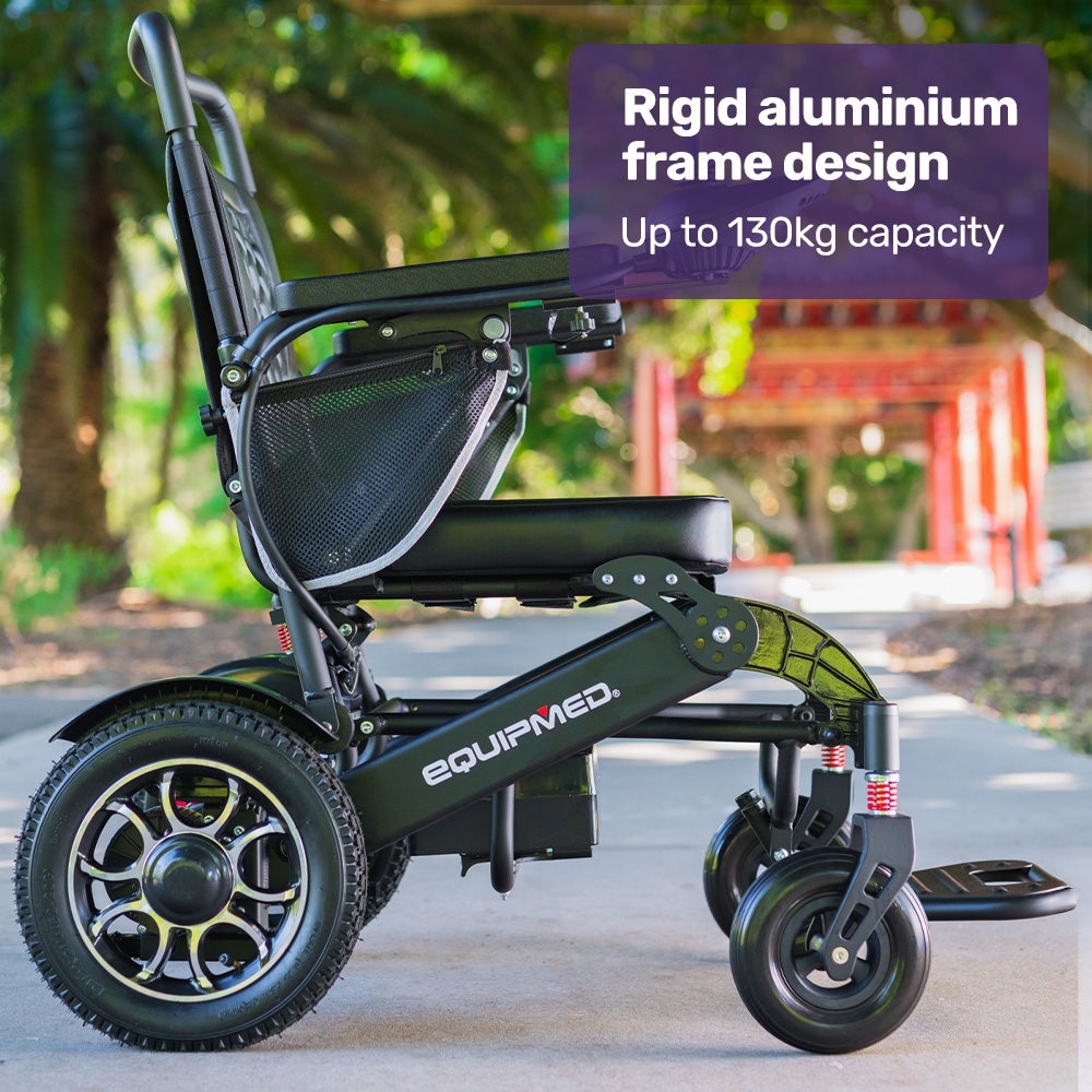Electric Folding Wheelchair, Long Range, Airline Approved, Aluminium Frame, Lithium Battery, Black