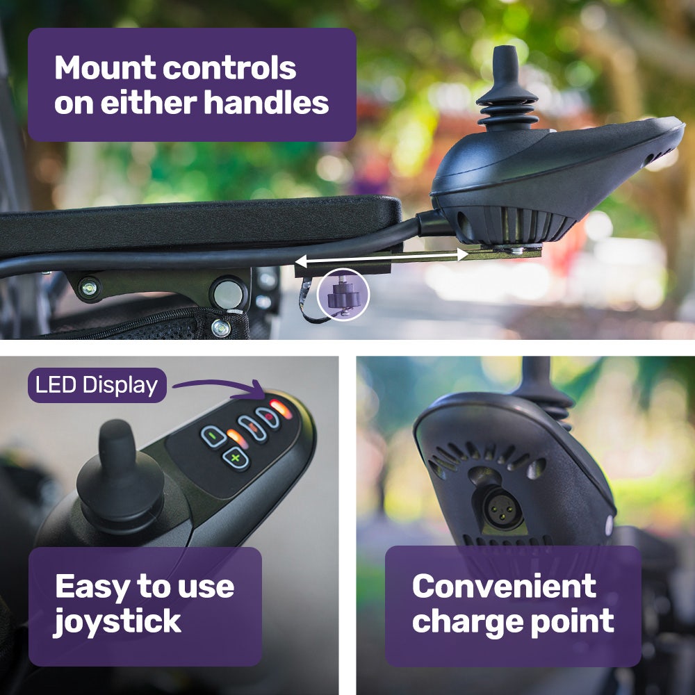 Electric Folding Wheelchair, Long Range, Airline Approved, Aluminium Frame, Lithium Battery, Black