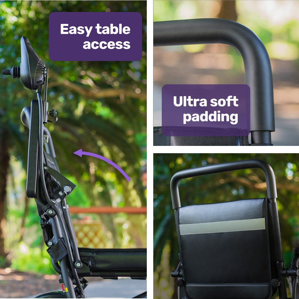 Electric Folding Wheelchair, Long Range, Airline Approved, Aluminium Frame, Lithium Battery, Black