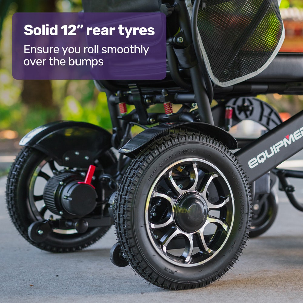 Electric Folding Wheelchair, Long Range, Airline Approved, Aluminium Frame, Lithium Battery, Black