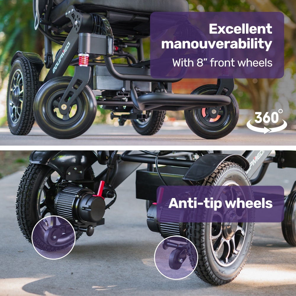 Electric Folding Wheelchair, Long Range, Airline Approved, Aluminium Frame, Lithium Battery, Black