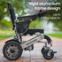 EQUIPMED Power Electric Wheelchair, Airline Approved Wheel Chair, Lightweight, Folding, Long Range, Lithium Batteries, Black & Silver